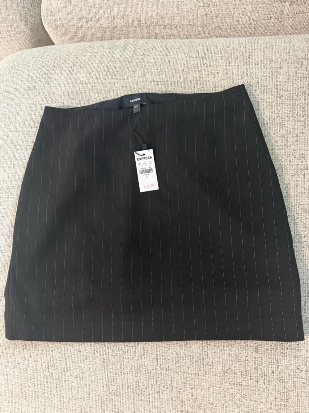Express Black Pinstripe A-Line Mini Skirt